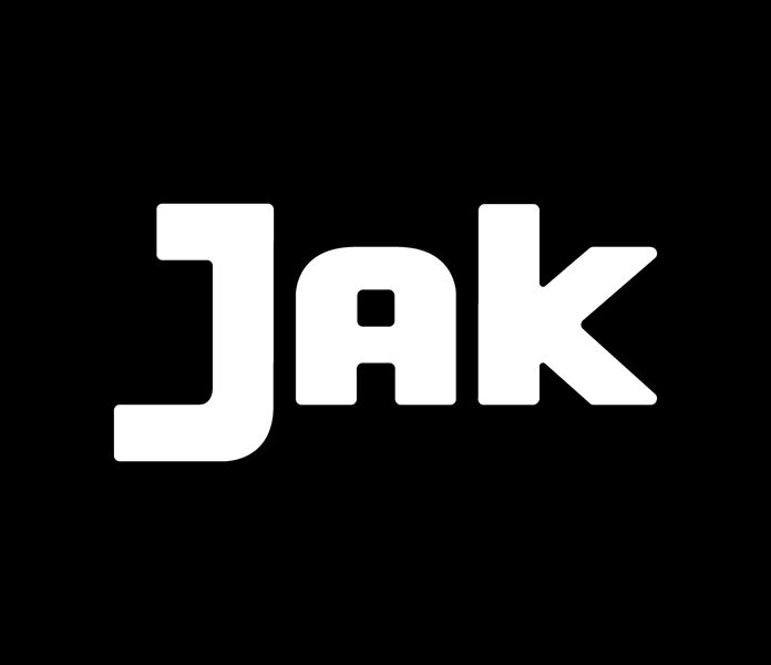 JAK logo mustalla taustalla
